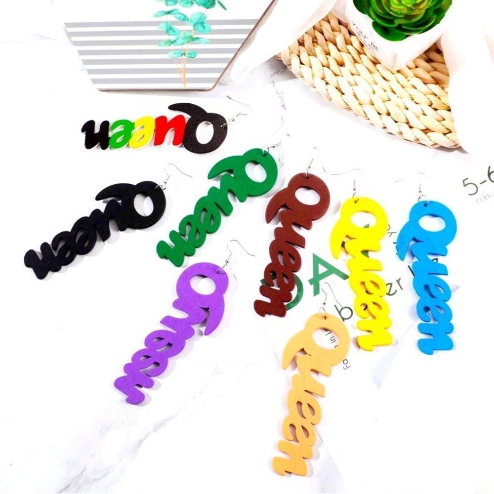 QUEEN African Wood Earrings